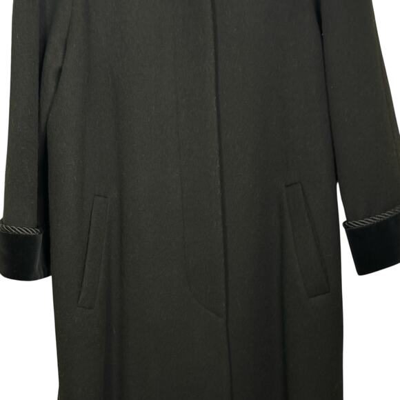 Vtg Halston Lifestyle Size 12P Black 100% Wool Velvet Trimmed Made in USA Coat - Picture 4 of 10